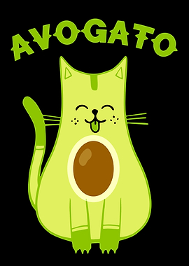 Avogato: Avocado Cat Cartoon