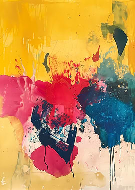 Abstract Painting with Yellow and Bold Colors