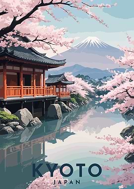 Kyoto Japan Cherry Blossom Landscape Art