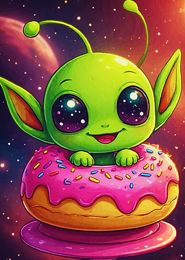 Cute Alien Donut Space