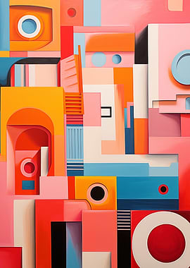 Abstract Geometric Composition with Vibrant Colors