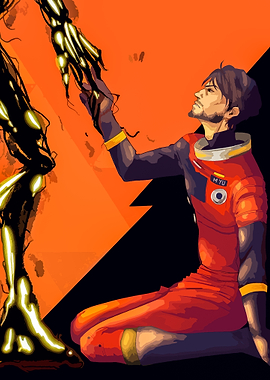 Astronaut Reaching for Alien Entity