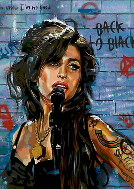 Amy Winehouse Portrait with Graffiti Background