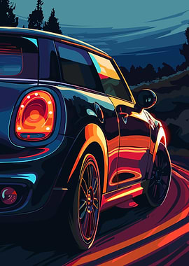 Mini Cooper on a winding road