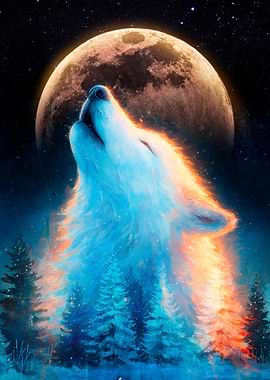 Howling Wolf Under the Moon