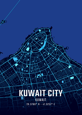Kuwait City Midnight Map