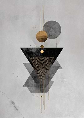 Abstract Geometric Art with Gold Accents