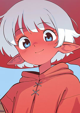 Red-skinned girl with white hair