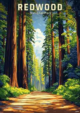 Redwood National Park Travel Poster