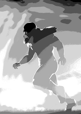 Monochrome Football Player Running