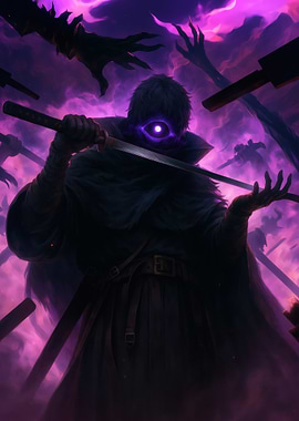 Dark Swordsman with Purple Eye