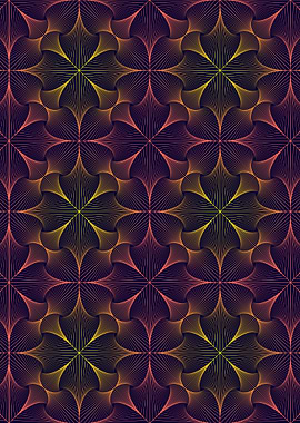 Mesmerizing geometric Zentangle artwork featuring an intricate grid of symmetrical curved lines in gradients