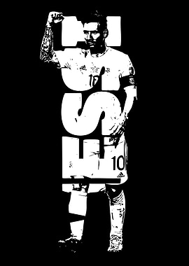 Lionel Messi Black and White Portrait