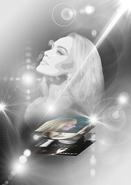 Adele Portrait with Album Covers