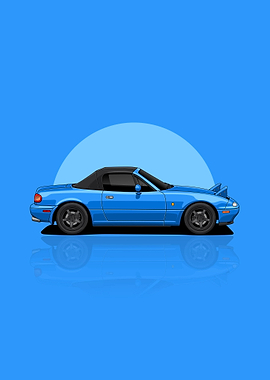 Blue Mazda Miata MX-5 Illustration