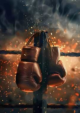 Boxing Gloves Hanging Ring Corner