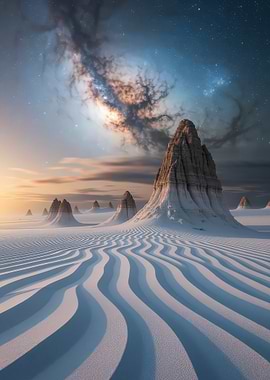 Surreal Desert Landscape with Milky Way