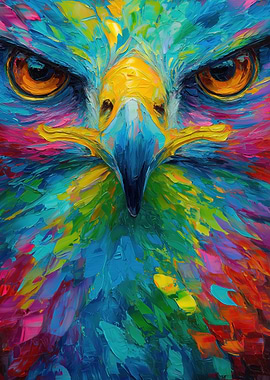 Colorful Eagle Portrait Painting