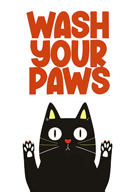Wash Your Paws Cat Art