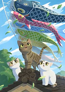 Cats and Koinobori