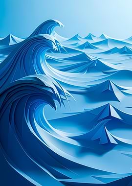Abstract Blue Ocean Waves