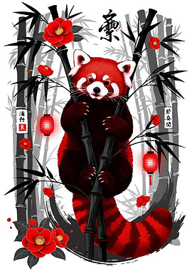 Red Panda in Bamboo Forest