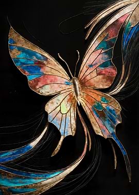 Butterfly Art with Gold and Colors
