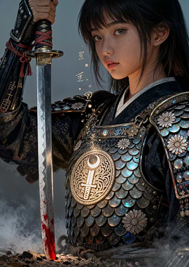 Female Warrior with Sword and Armor