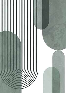 Abstract Green Geometric Shapes Art