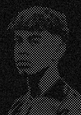 Dotted Portrait on Textured Black Background
