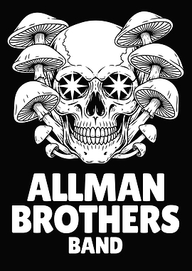 Allman Brothers Band Skull and Mushrooms