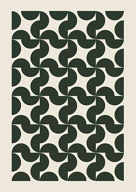 Abstract Geometric Pattern in Green and Beige