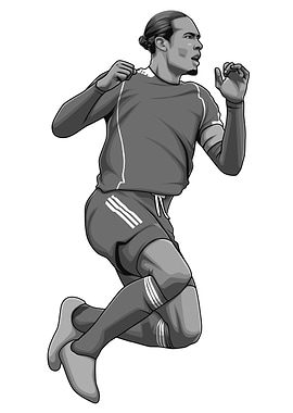 Virgil van Dijk Black and White Version