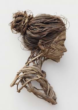 Wooden Woman Profile Sculpture