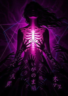 Ethereal Figure with Ribcage and Hands