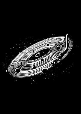 Galactic Vinyl Record Player Art