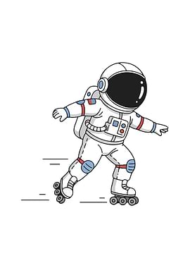 Astronaut on Roller Skates Illustration