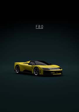 Yellow Ferrari F80 on Dark Background