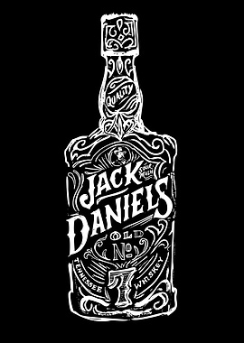 Jack Daniels Bottle White on Black