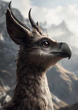 Majestic Griffin Portrait in Mountainous Landscape