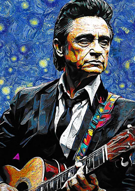 Johnny Cash Starry Night Style Portrait