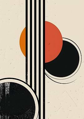 Abstract Geometric Art with Circles and Stripes