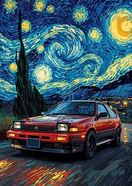 Toyota AE86 Starry Night Art