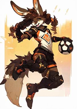Anthropomorphic Rabbit Soccer Player Illustration