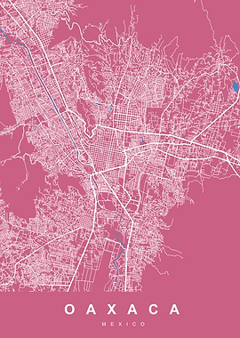 Oaxaca, Mexico City Map Art