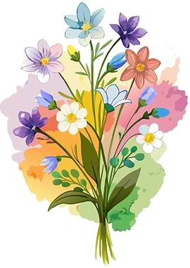 Watercolor Floral Bouquet Illustration Metal Print