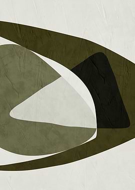 Abstract Olive Green and White Shapes