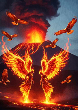 Fiery Angels Volcanic Landscape