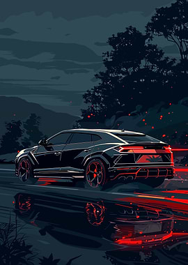 Black Lamborghini Urus on Road