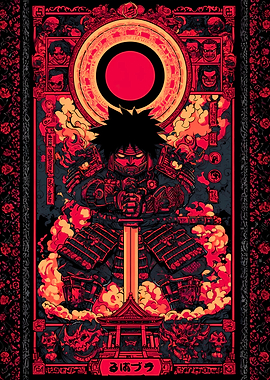 Samurai Warrior in Red and Black